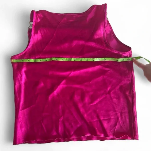 Nicole Miller Women's Fuchsia Satin Tank Top with Ring-Detail Straps - Picture 6 of 6